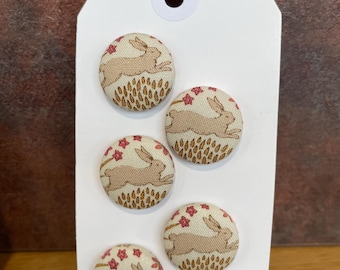 Handmade fabric buttons in a Tilda Fabric - Hares