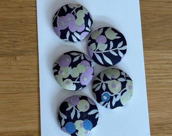 Handmade fabric buttons in a Liberty fabric
