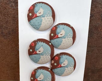 Handmade fabric buttons in a Tilda Fabric