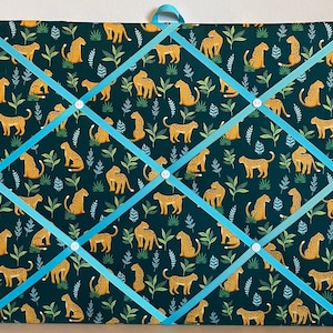 Hand made Fabric Notice Board In A Cheetah Fabric