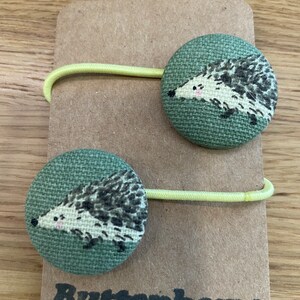 Handmade button hair ties (Sophie Allport fabric) Hedgehog