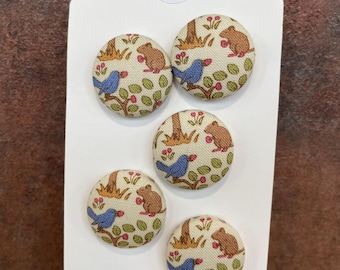 Handmade fabric buttons in a Tilda Fabric