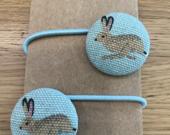 Handmade button hair ties (Sophie Allport fabric) rabbits