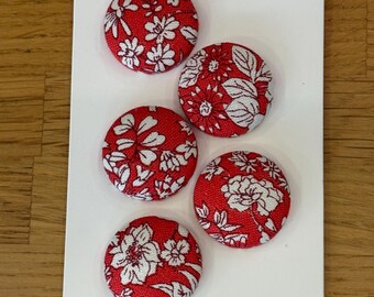 Handmade fabric buttons in a Liberty fabric