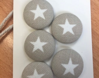 Handmade fabric buttons in a star fabric