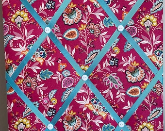 Handmade Fabric Notice Board in Jewel Tones Floral Fabric