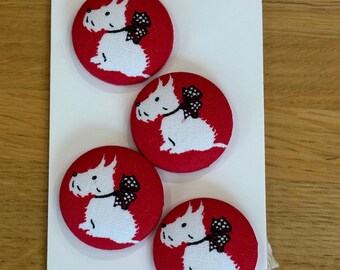 Handmade fabric buttons in dog fabric