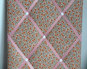 Hand Made Fabric Notice Board In  A lovely Tilda Fabric