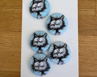 Handmade fabric buttons - Orange Cat