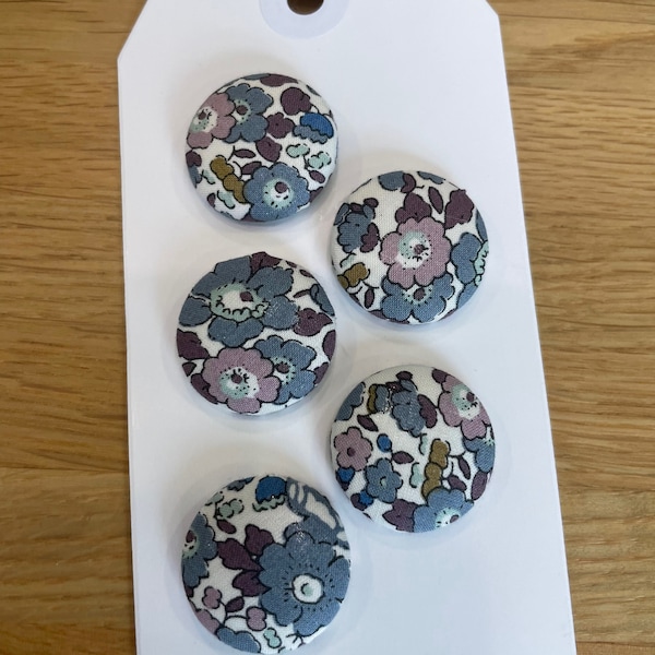 Handmade fabric buttons in a Liberty fabric