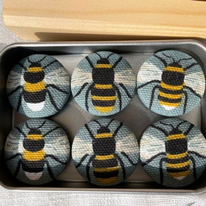 Handmade Fabric Button Magnets in Sophie Allport Bee Fabric