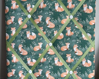 Hand made Fabric Noticeboard in a gorgouse fox fabric