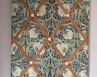 Handmade Fabric Notice Board In a William Morris Print Fabric