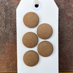 Handmade fabric buttons tan ochre fabric