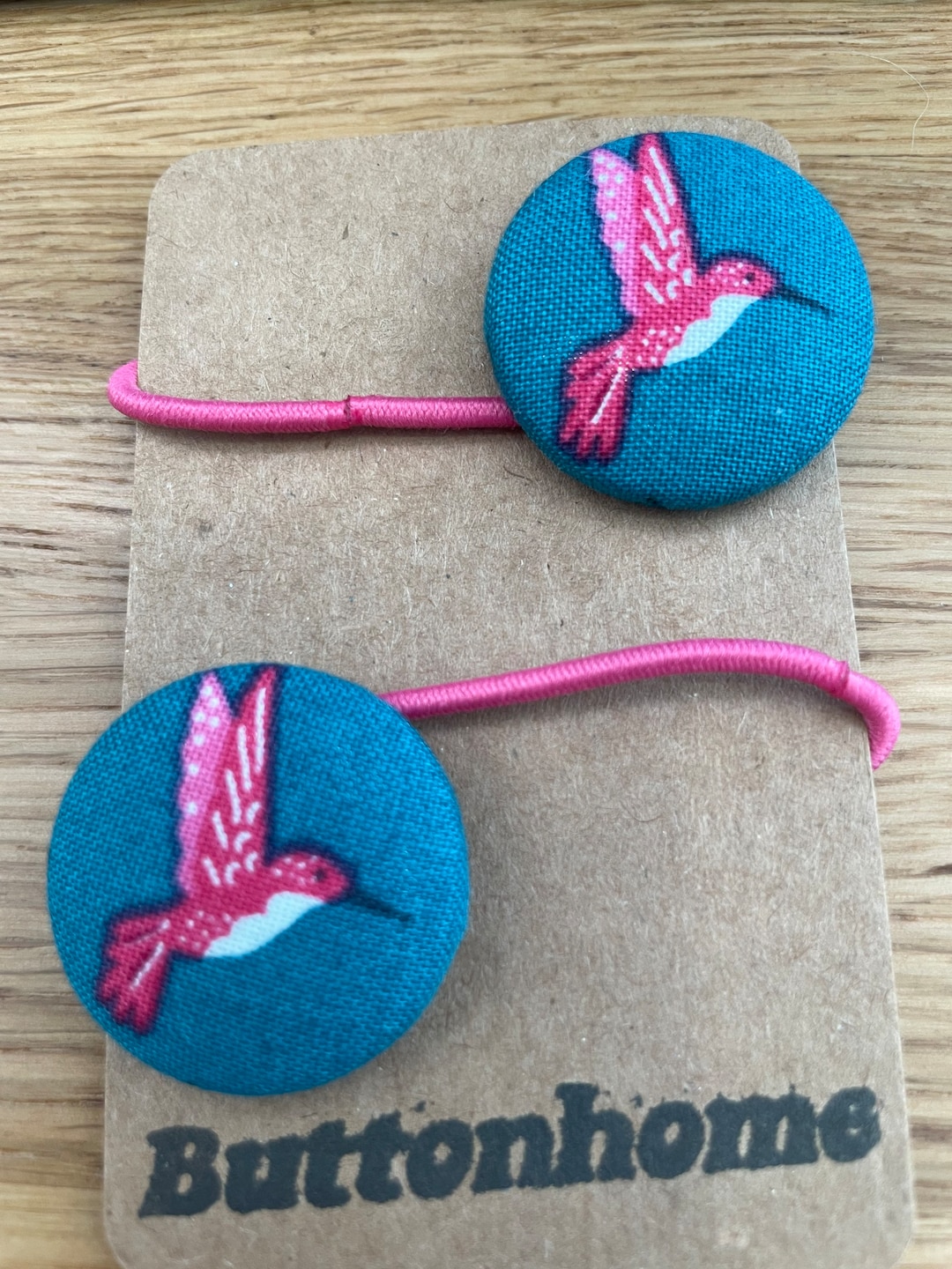 Handmade Button Hair Ties Hummingbird Fabric - Etsy