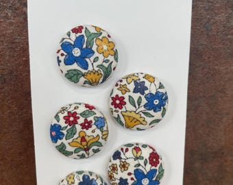 Handmade fabric buttons in a Liberty fabric