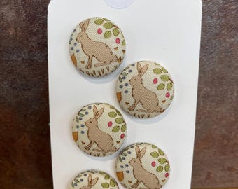 Handmade fabric buttons in a Tilda Fabric - Hares