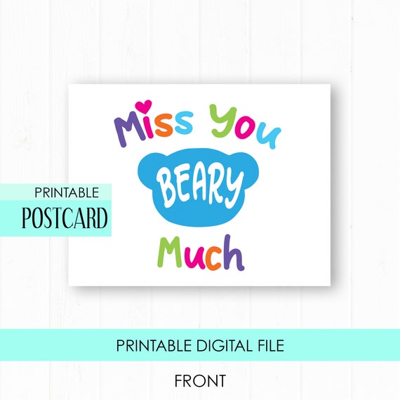 Miss You Postcards for Kids Printable Postcards for Kids | Etsy