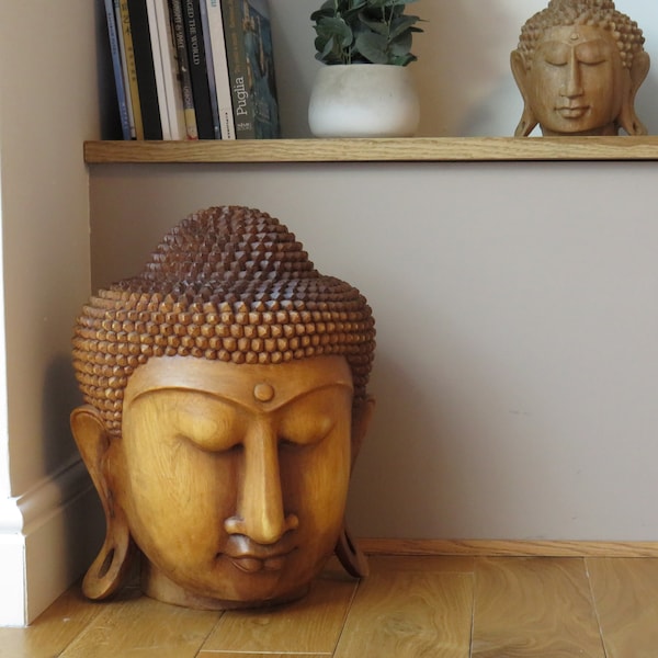 Budha Head, Hand Carved Wood Sculpture, Different Sizes