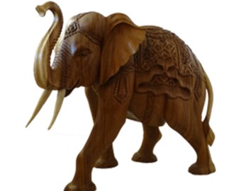 Elephant Wood Sculpture Hand Carved