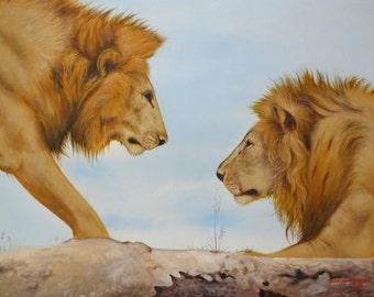 Lions Original Acrylic Painting