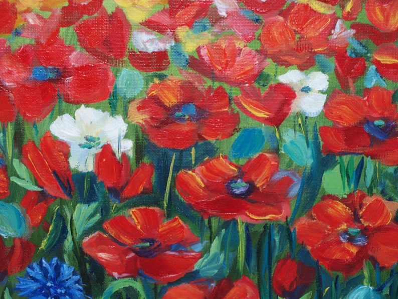 Original Oil Painting poppy s field size: | Etsy