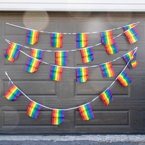 Rainbow Pride Flag Bunting, 10m long, 24 flags, Pride Festival Decor