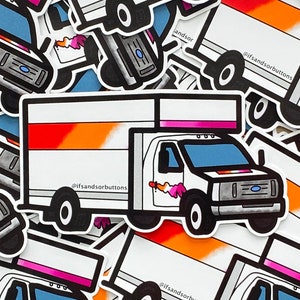 Lesbian U-Haul Queer Die-Cut Sticker - Soutient le projet Ten Oaks