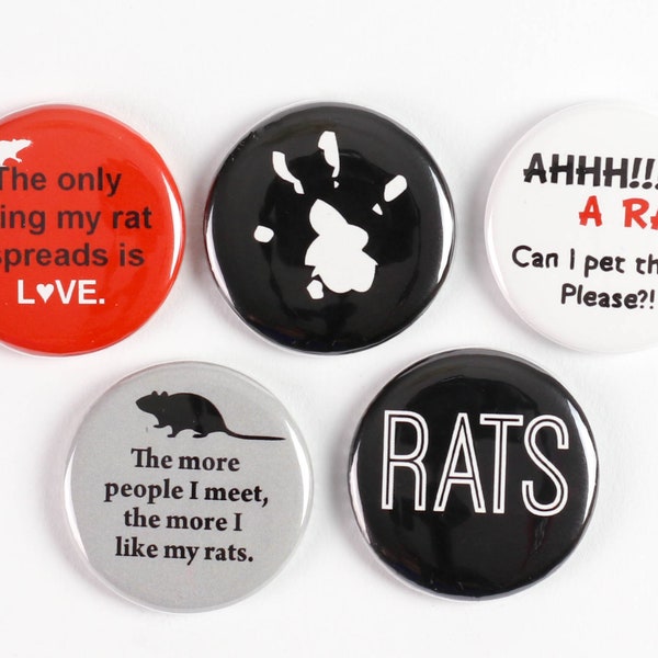 Crazy Rat Lady or Dude - Aimants à rats ou boutons de rat: cadeau pour les amateurs de rats, les propriétaires de rats