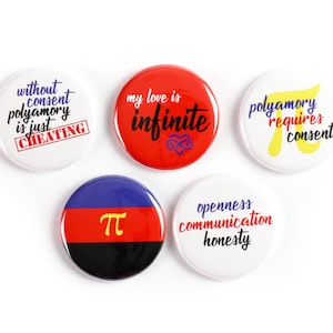 Polyamory Pinback Buttons oder starke Keramik Polyamory Magnete - unterstützt das Ten Oaks Projekt