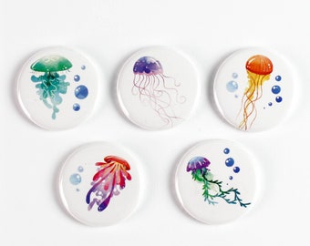 Jellyfish Buttons, Jellyfish Magnets - Gifts for Jellyfish Lovers, Under the Sea Party Favors, Jellyfish Favours