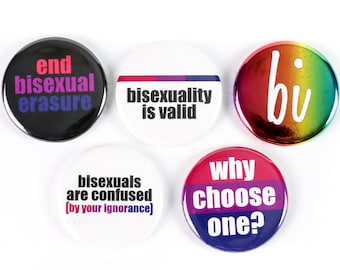 Bisexual Pride Buttons, Bi Pride Magnets: Pinback Buttons or Strong Ceramic Magnets, Bisexuality is Valid