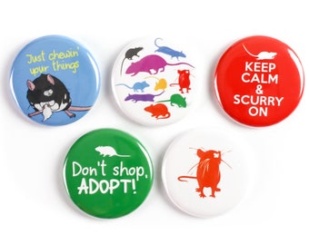 Chewing Your Things - Rat Magnets or Rat Buttons: Gift for Rat Lovers, Rat Owners