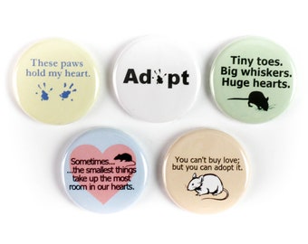 These Paws Hold My Heart - Rat Magnets or Rat Buttons: Gift for Rat Lovers, Rat Owners