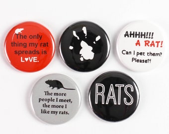 Crazy Rat Lady or Dude - Rat Magnets or Rat Buttons: Gift for Rat Lovers, Rat Owners