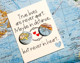 Personalized Long Distance Relationship Card: Pick your cities or countries! True Loves are Never Apart, Maybe in distance, never in heart.
