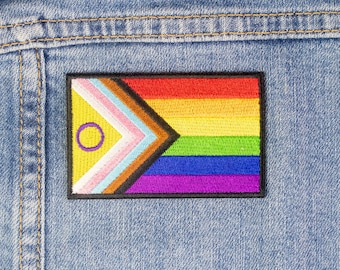 New Progress Flag Iron On Patch, LGBTQ Flag Patch