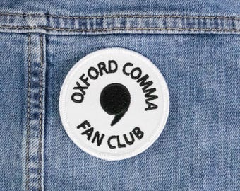 Oxford Comma Fan Club Iron On Patch