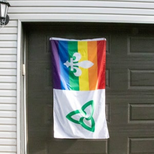 Flaga Franco Ontario Pride, 1x2', 3x5', 4x6' Franco Fierté Flag lub Franco Ontarien Arc en ciel drapeau