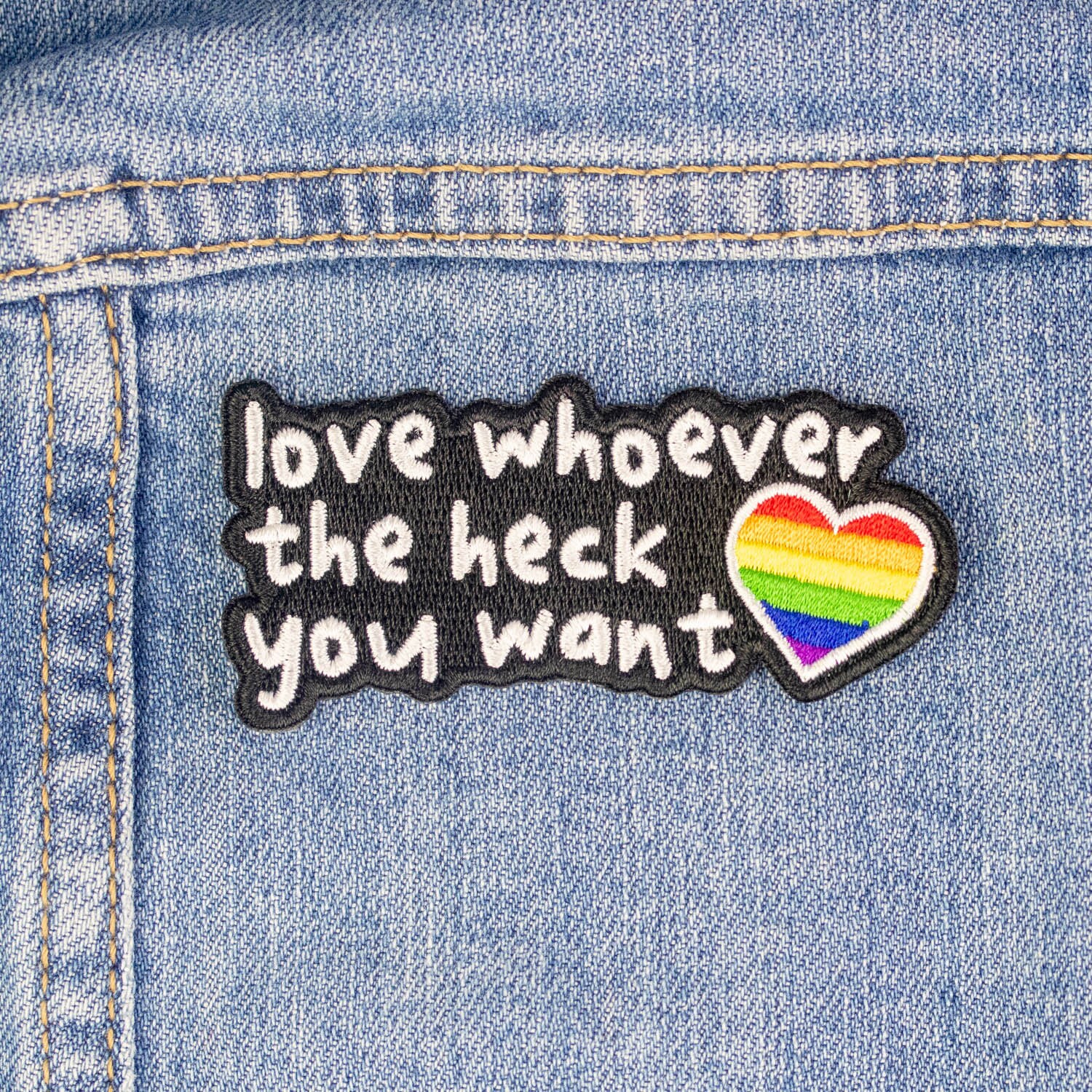 Ally Patch: Love Whoever the Heck You Want Iron On Patch, LGBT Ally Patch
