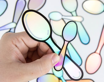 Spoonie Die-Cut HOLO Sticker, Spoon Sticker,  Mental Health Sticker - Supports LGBT Youthline