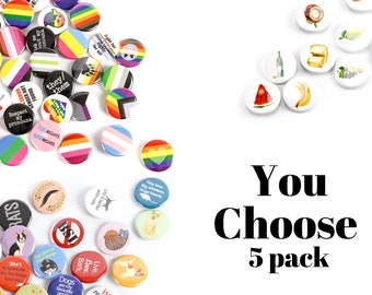 Mix & Match Pinback Buttons or Ceramic Magnets: Create a Pack, Customize (Matte Buttons Only)