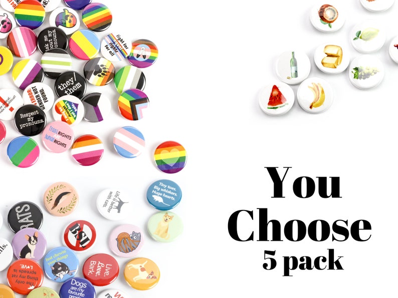 Mix & Match Pinback Buttons or Ceramic Magnets: Create a Pack, Customize Matte Buttons Only image 1