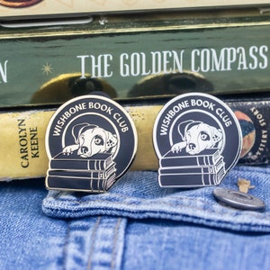 Wishbone Book Club Enamel Pin - Silver and Gold Enamel Pins