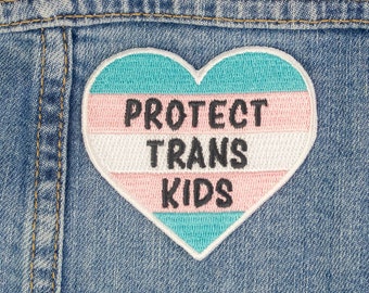 Protect Trans Kids Iron On Patch, Transgender Flag Patch