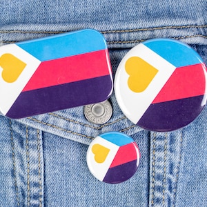 Polyamorous Pride Flag Button, Poly Pride Magnet