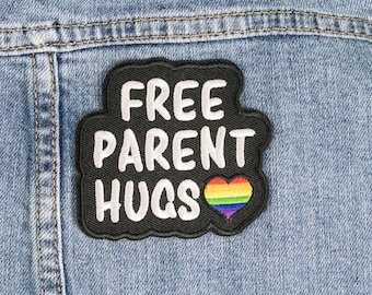 Free Parent Hugs Iron On Patch, Queer Parent Patch, Ally Patch