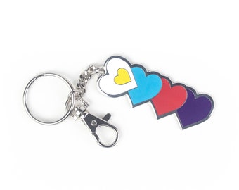 Polyamorous Hearts Keychain - Polyam Pride Key Chain - Poly Key Keeper
