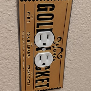 Willy Wonka&#39;s Golden Ticket Electrical Outlet Cover Plate