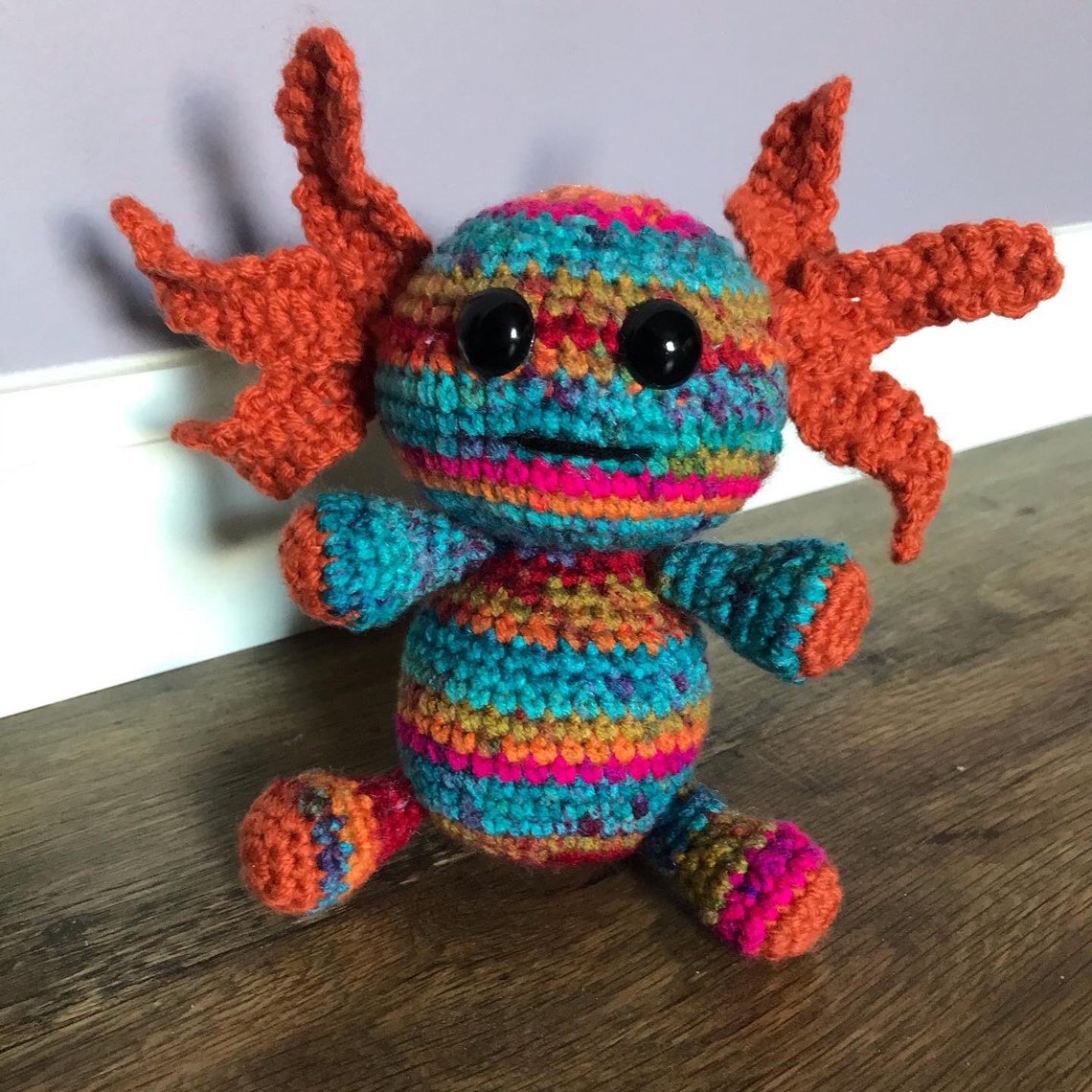 Rainbow Axolotl Neon Stuffed Animal Amigurumi Exotic Pet Etsy